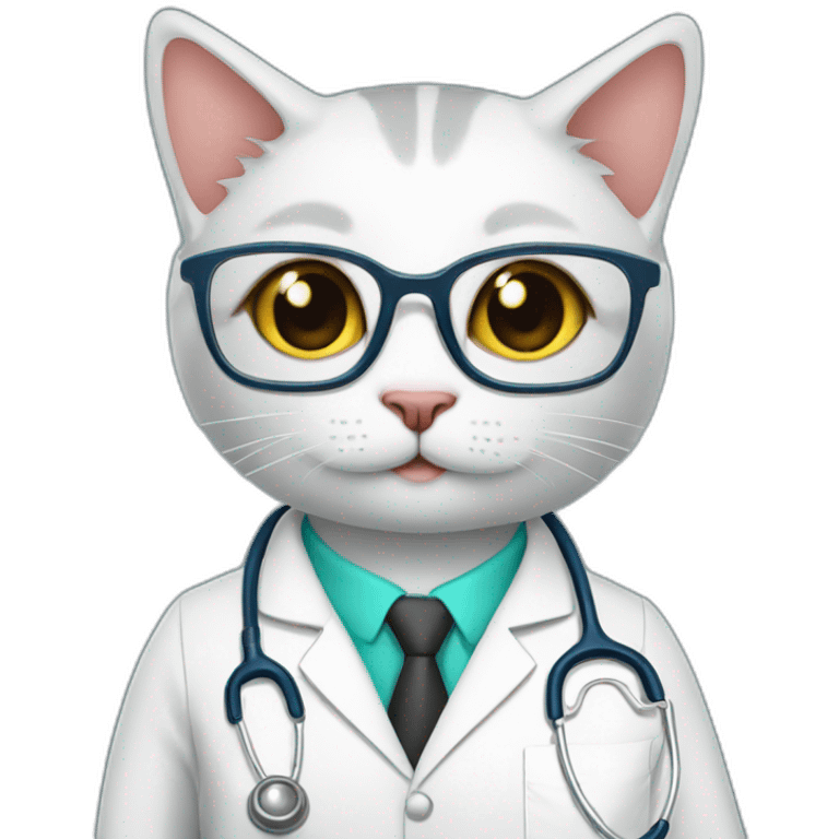 Doctor cat with glasses and clipboard female emoji