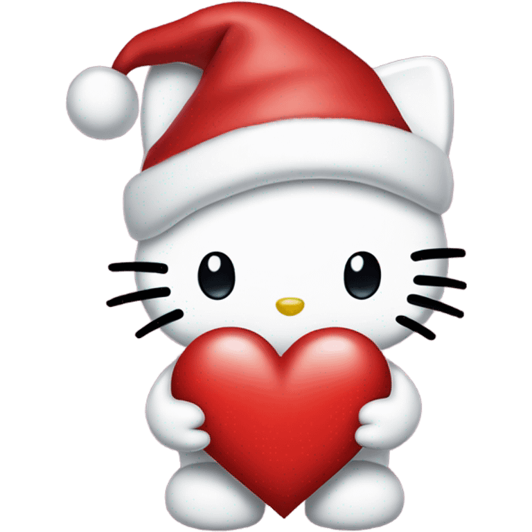 Hello kitty in a Santa hat holding a heart  emoji