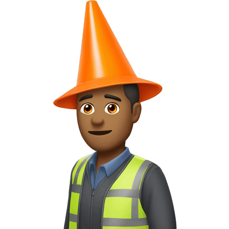 Guy with orange traffic cone instead of his head emoji