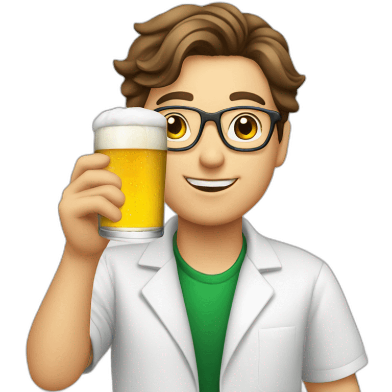 Chemist drinking beer with beautiful girls emoji