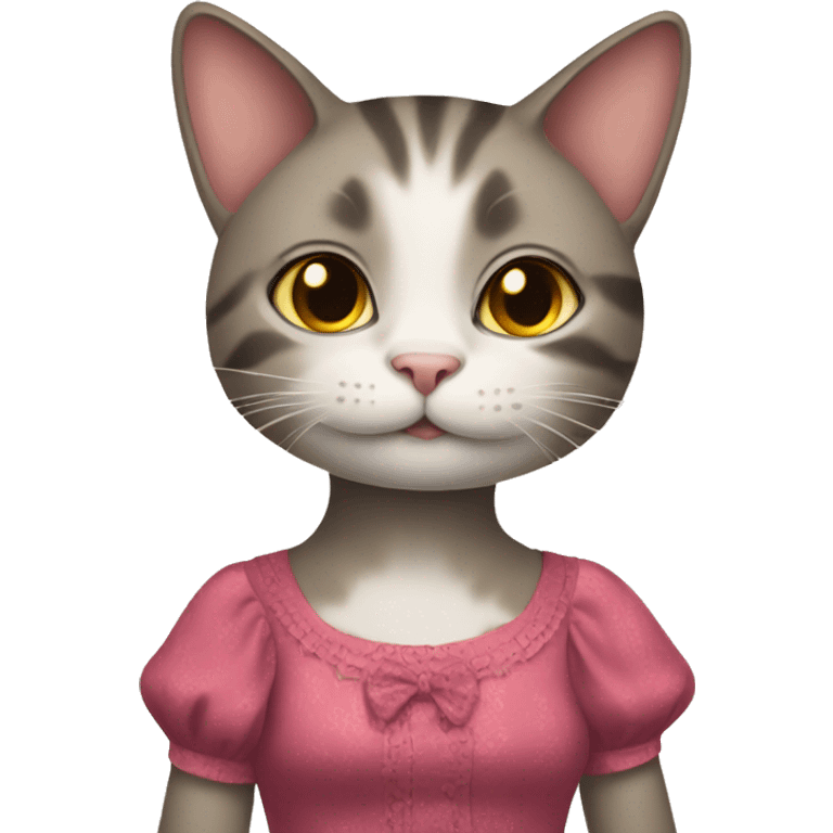 Cat wearing dress emoji