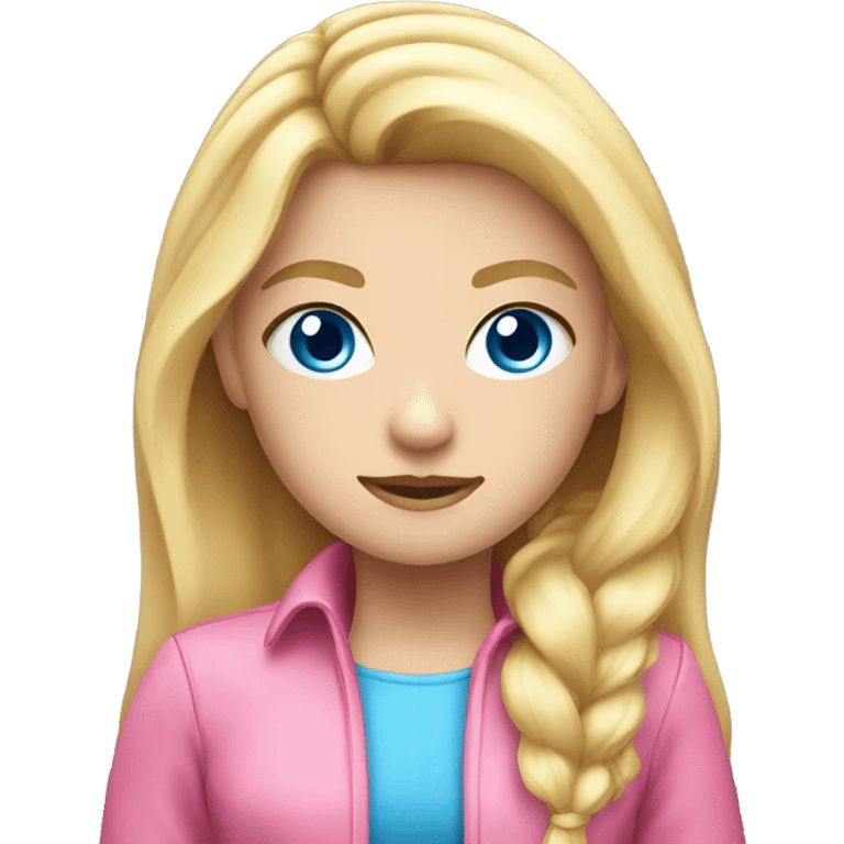 long blonde hair blue eyed pink gamer girl   emoji