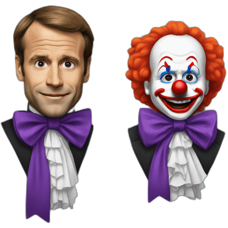 macron with a clown face emoji