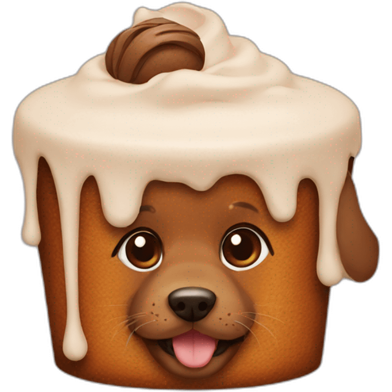 Brown cake with dog face  emoji