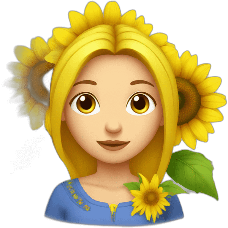 Ukrainian women with sunflower emoji