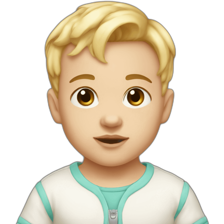 6 month old infant boy with light skin and tiny bit of very light hair emoji