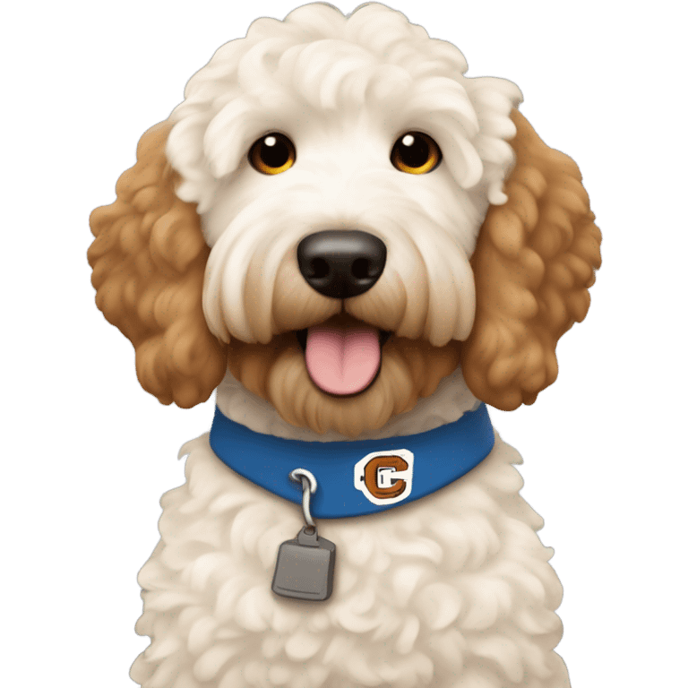 White Goldendoodle in a Cleveland Brown Uniform  emoji