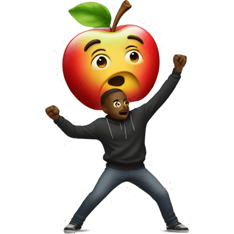 Apple emoji doing the dab emoji