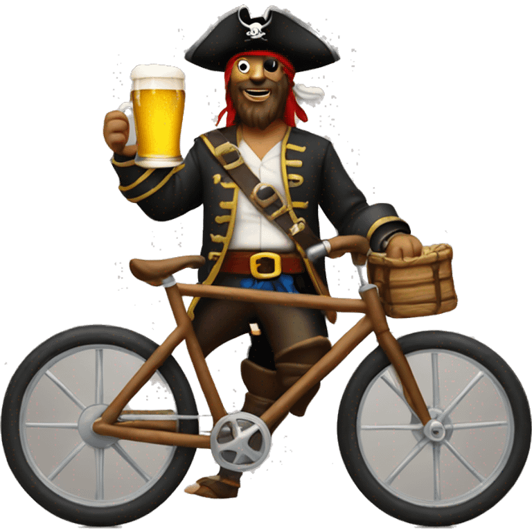 Pirate with a beer on a bike emoji