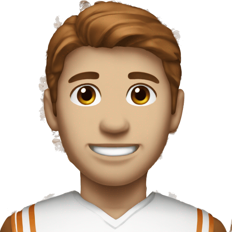 Brown hair, pale skin, male, University of Texas Longhorns. emoji