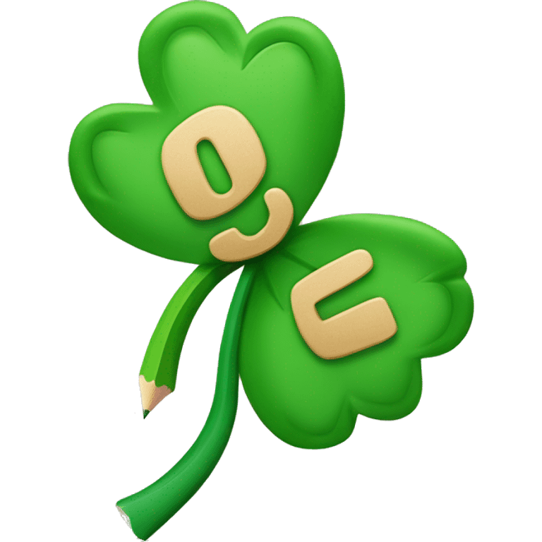 four leaf clover with a pencil inside writing '100%' emoji