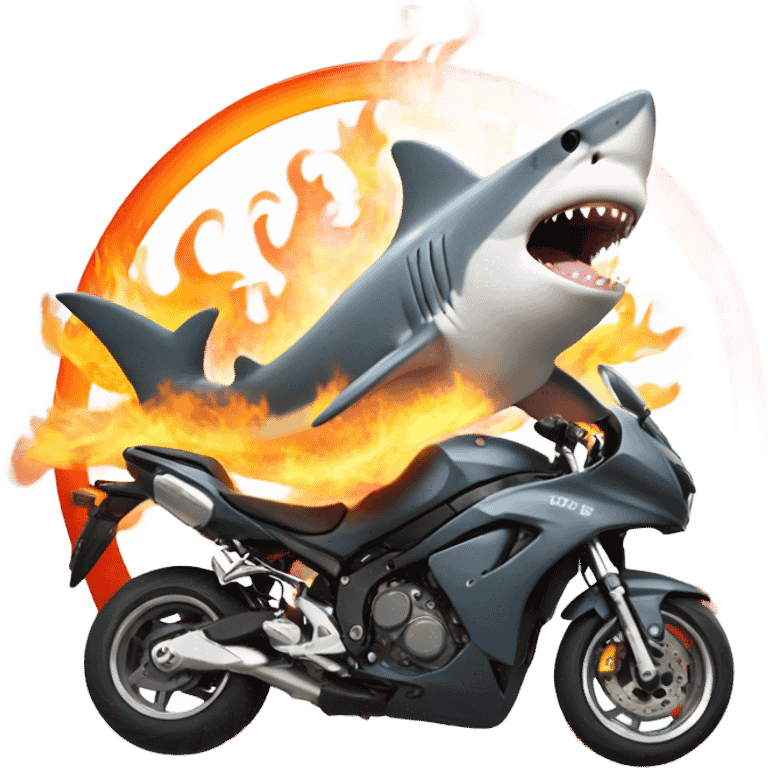 Shark on a motorbike jumping through a Circle on Fire  emoji