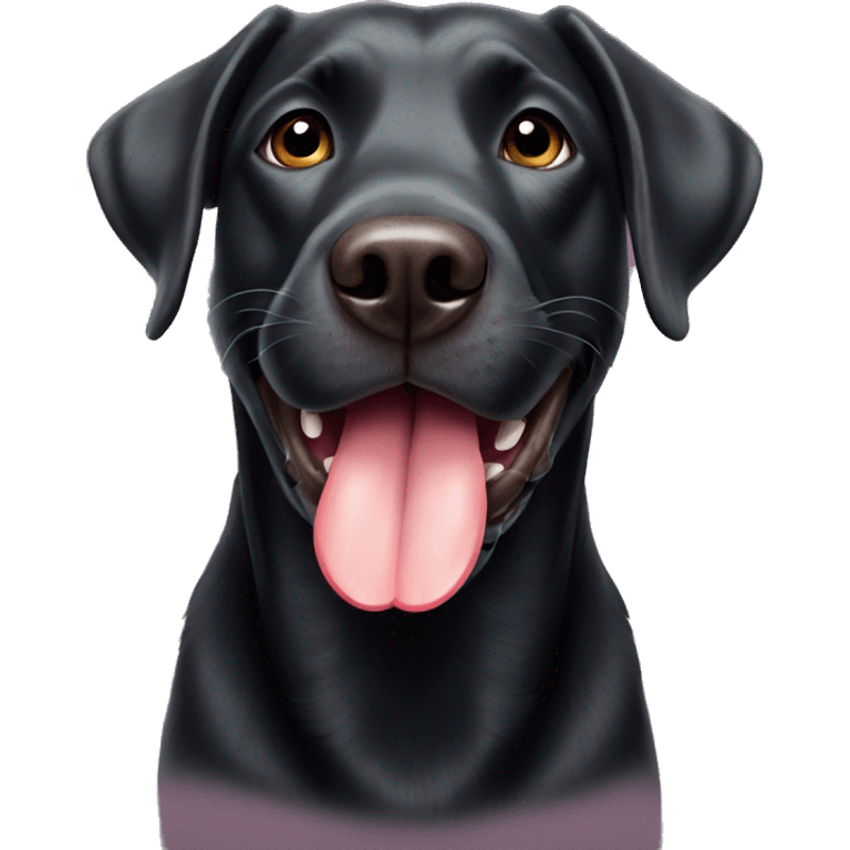 Black Labrador dog with his tongue out emoji