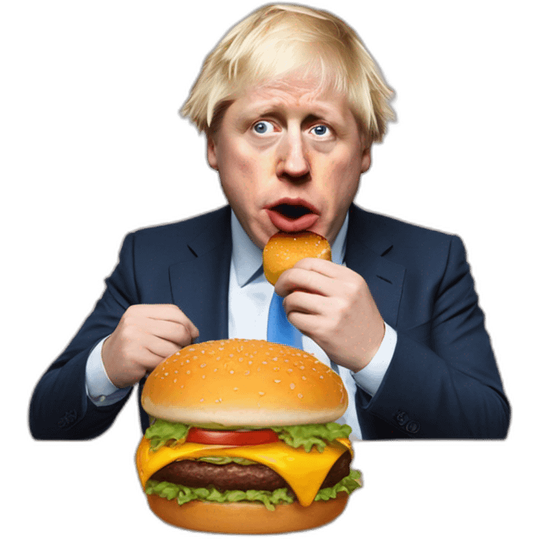 Boris Johnson eating a burger emoji