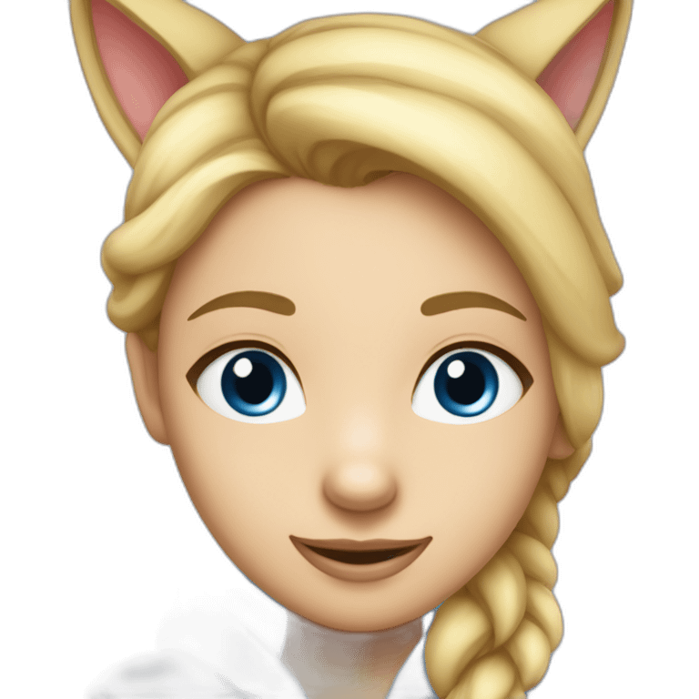 Une fille blonde yeux bleu avec un pyjama kangourou emoji