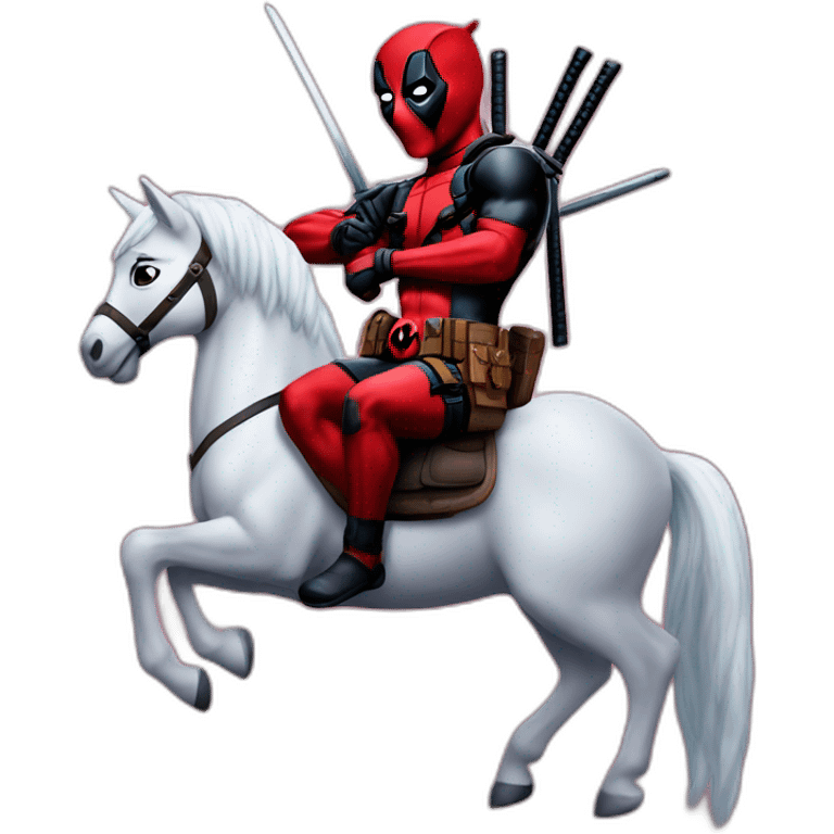 Deadpool sur une licorne emoji