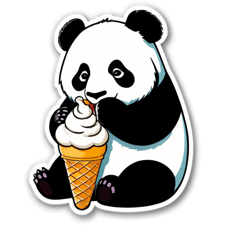 Panda eating ice cream emoji