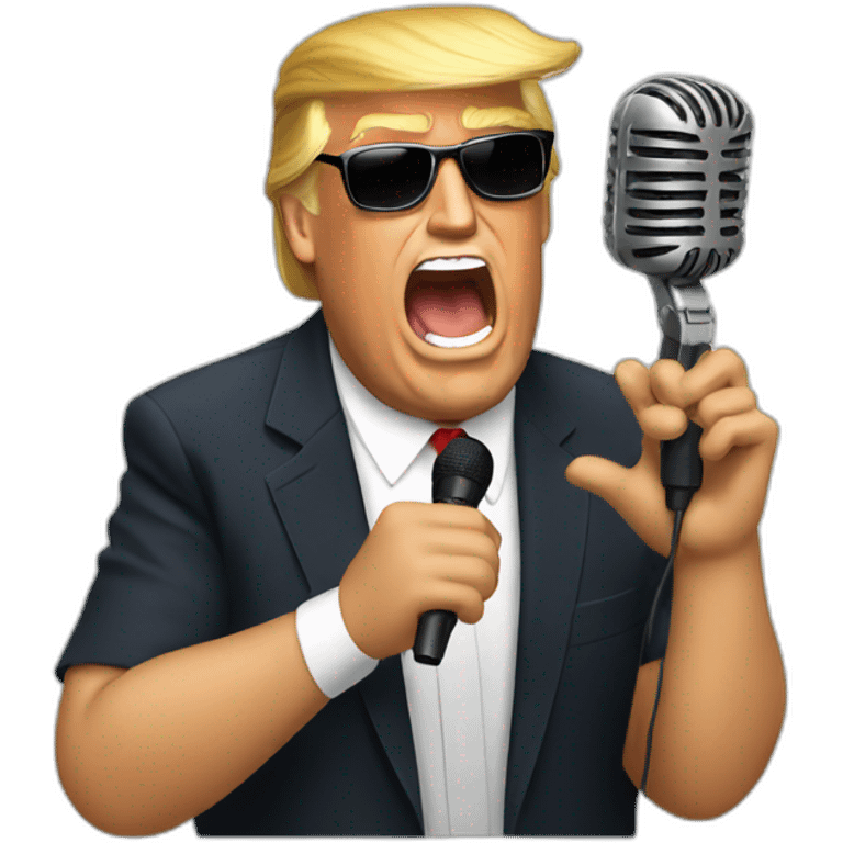 Trump rapping with microphone emoji