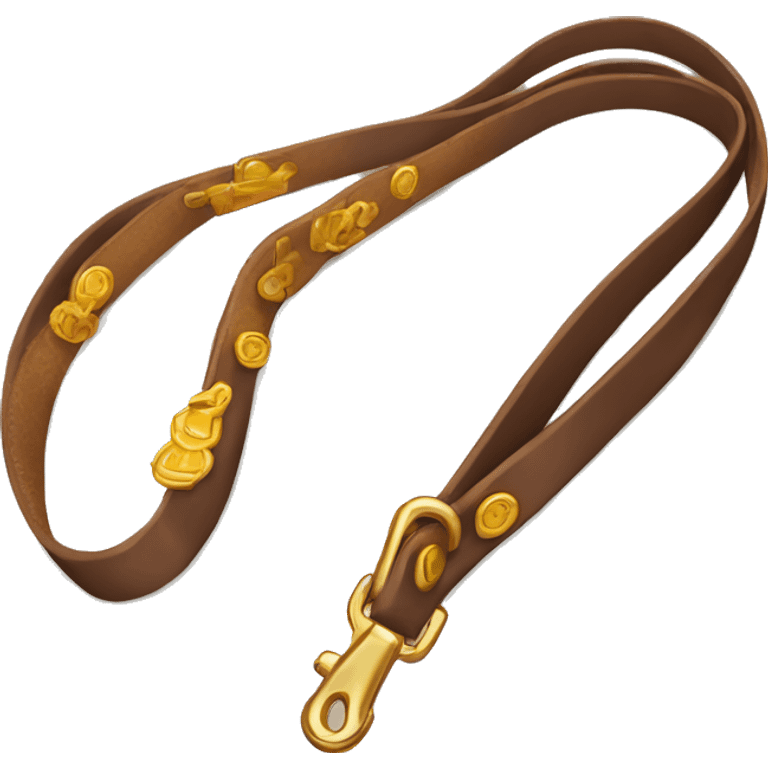 Brown dog leash with golden snap  emoji