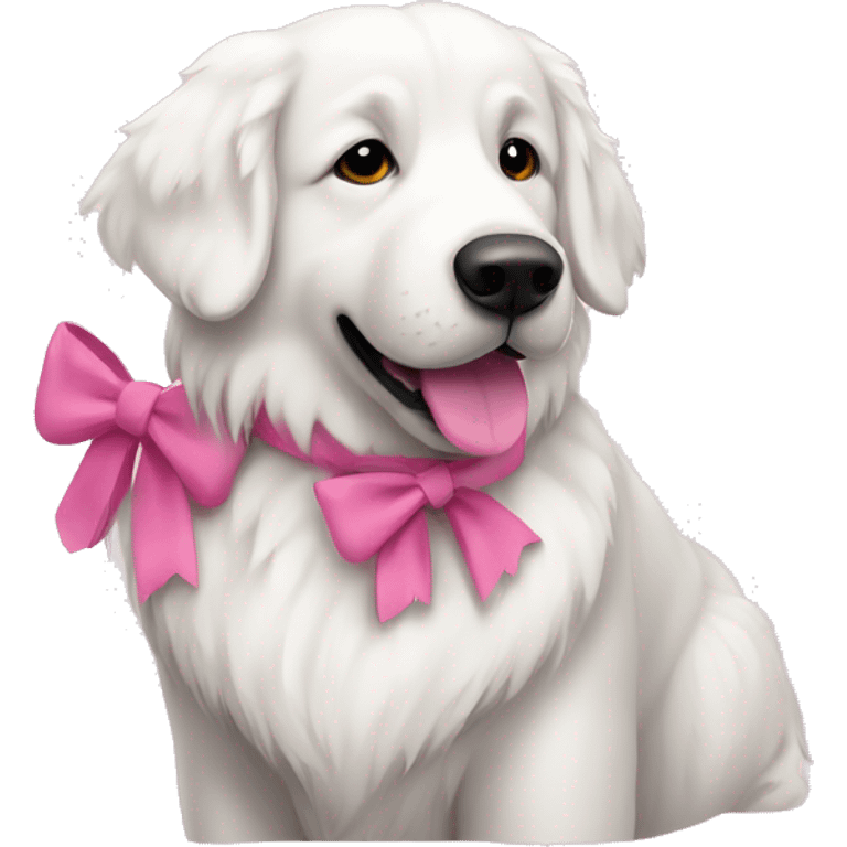 white great pyrenees dog with a pink bow emoji