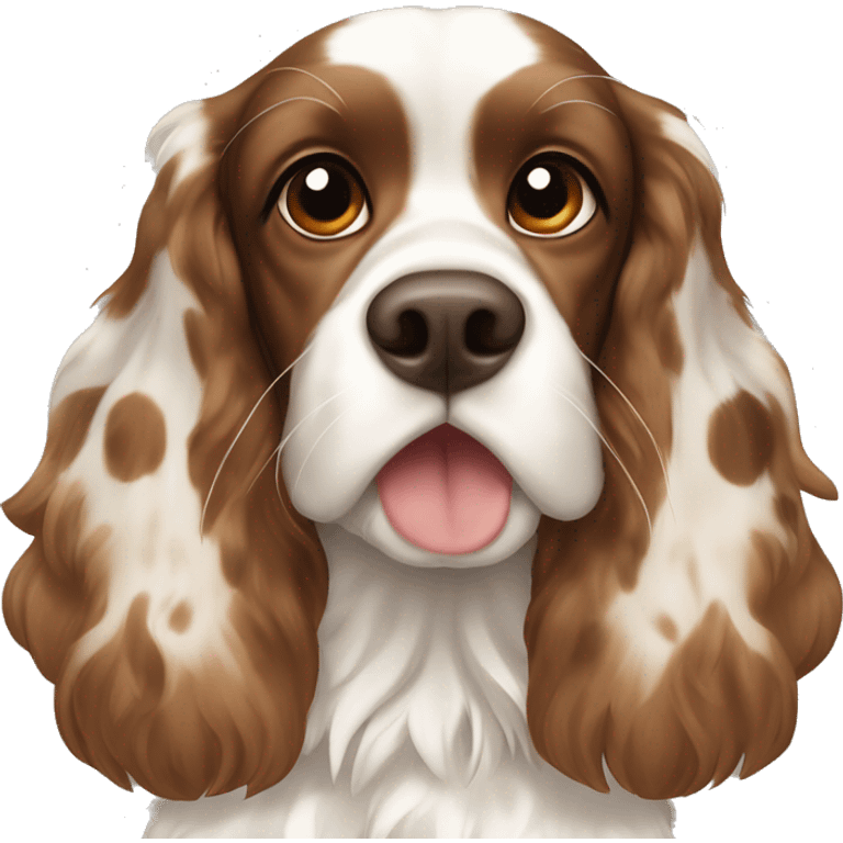 Brown and white spotted Cocker spaniel with a Mohawk  emoji