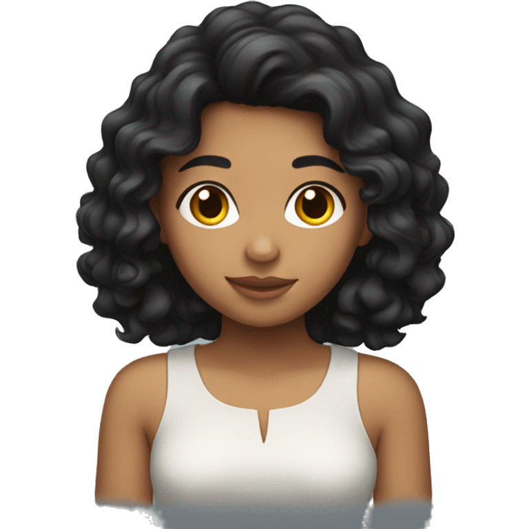 Hispanic girl with wavy black hair emoji