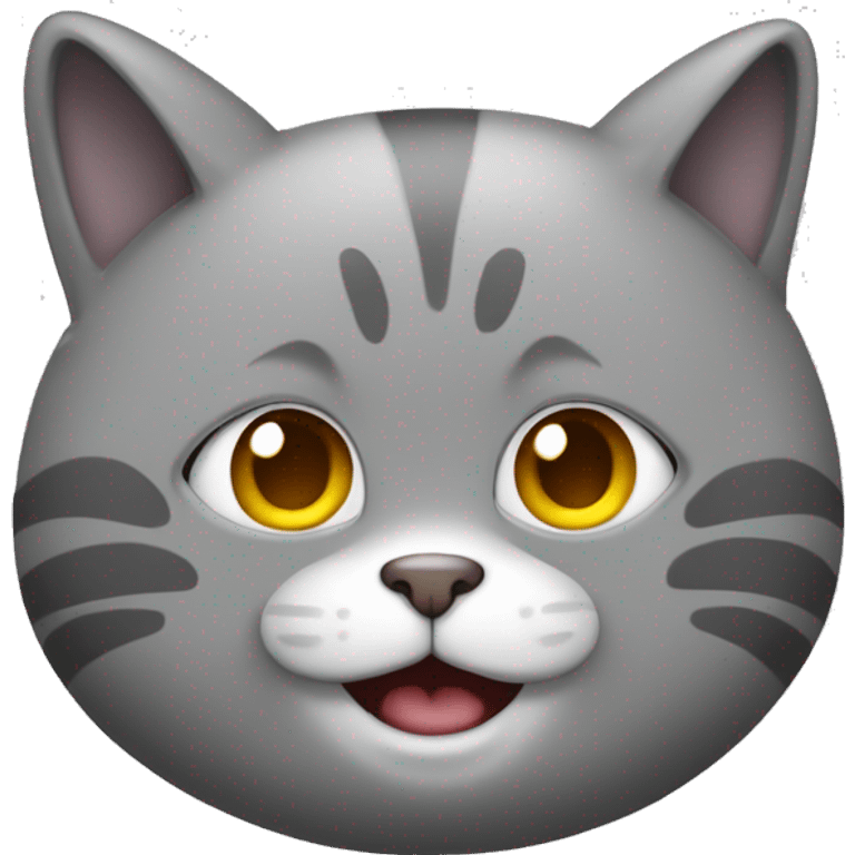 Cat grey smiled face fat  emoji