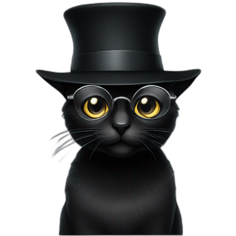 all-black-cat-with-glasses-and-hat emoji