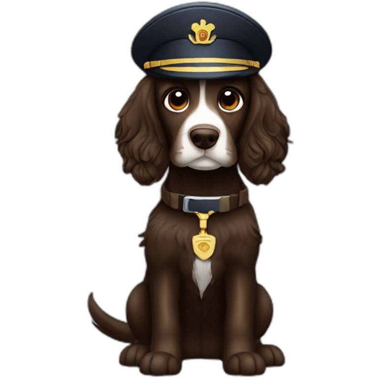 dark brown spaniel dressed as pilot emoji