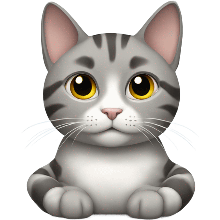 Gray tabby/calico cat meditating emoji