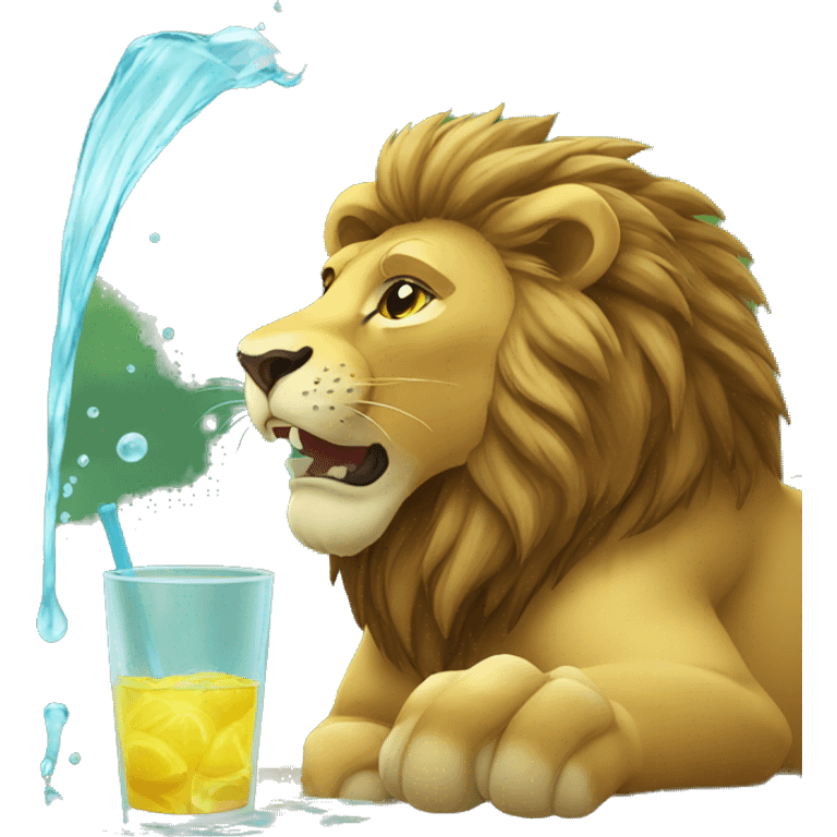 lion drink water emoji