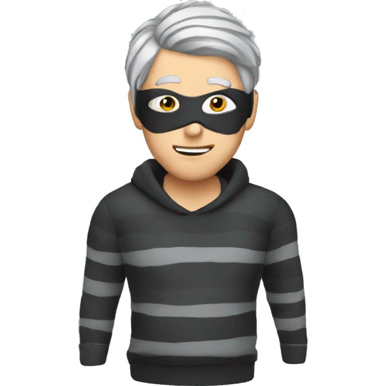 Burglar with eye mask and striped jumper and grey hair emoji