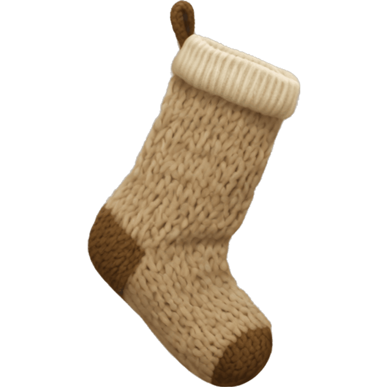 Beige knit Christmas sock emoji