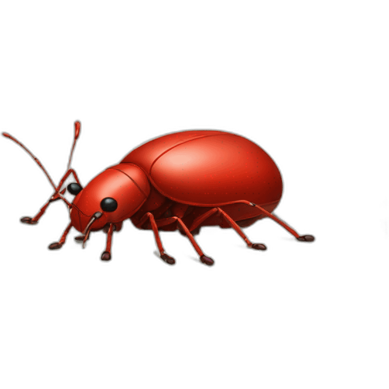 Giant Red Bug eating a toy bed emoji