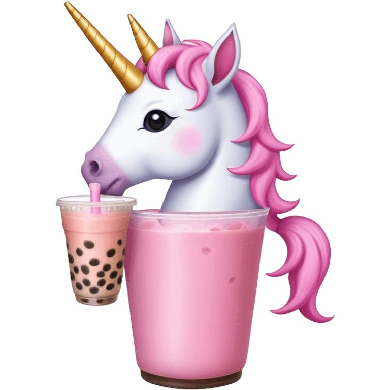 Unicorn drinking boba tea  emoji