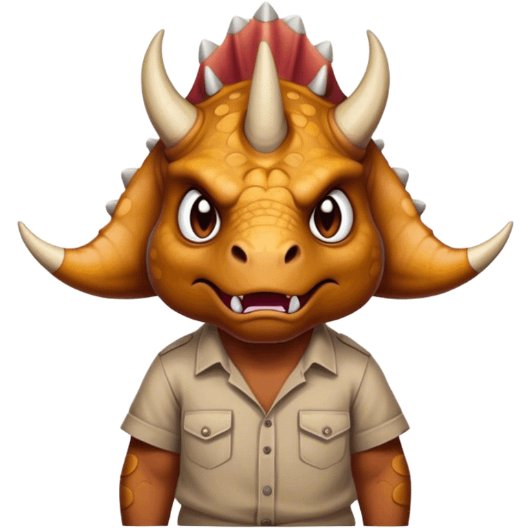 angry face of a triceratops in a shirt emoji