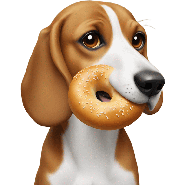 Beagle eating a bagel  emoji