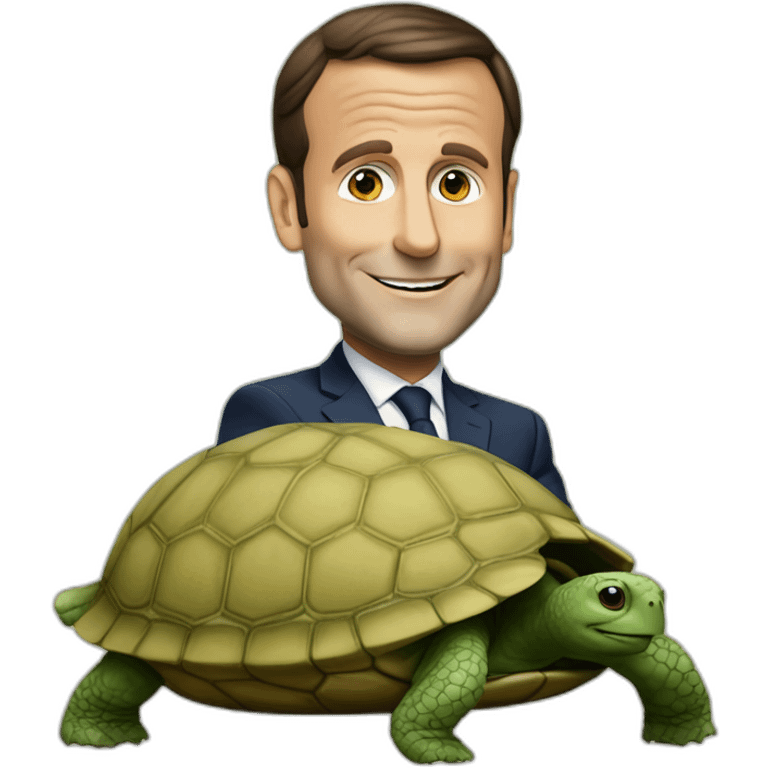 Macron sur une tortue emoji