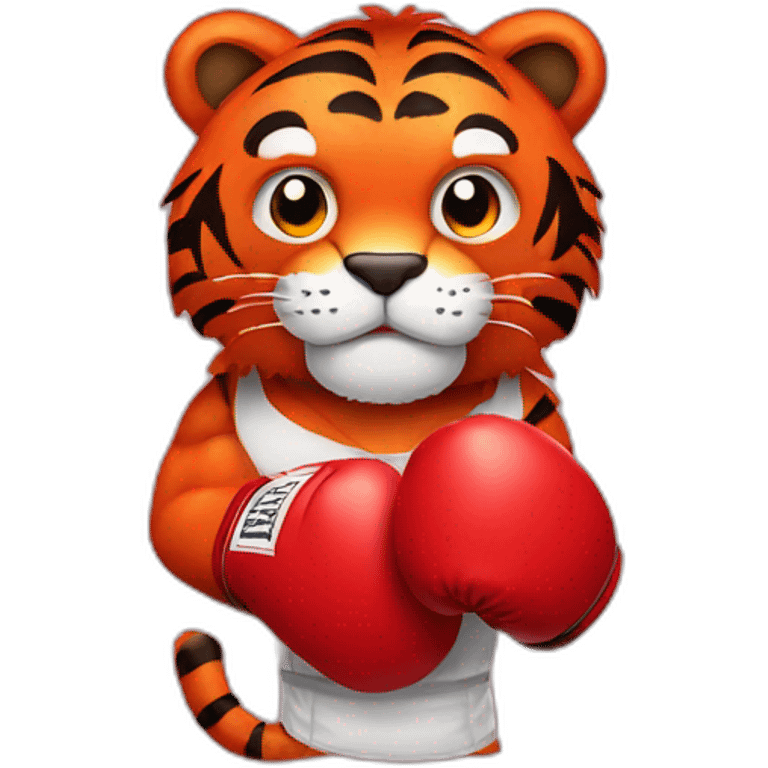 Red fur Tiger wearing boxing gloves  emoji