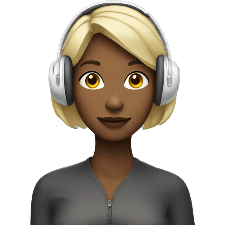 women wearing apple white headphones emoji