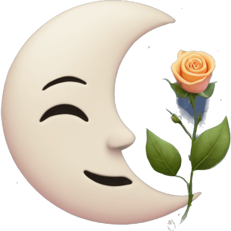 Moon with rose emoji