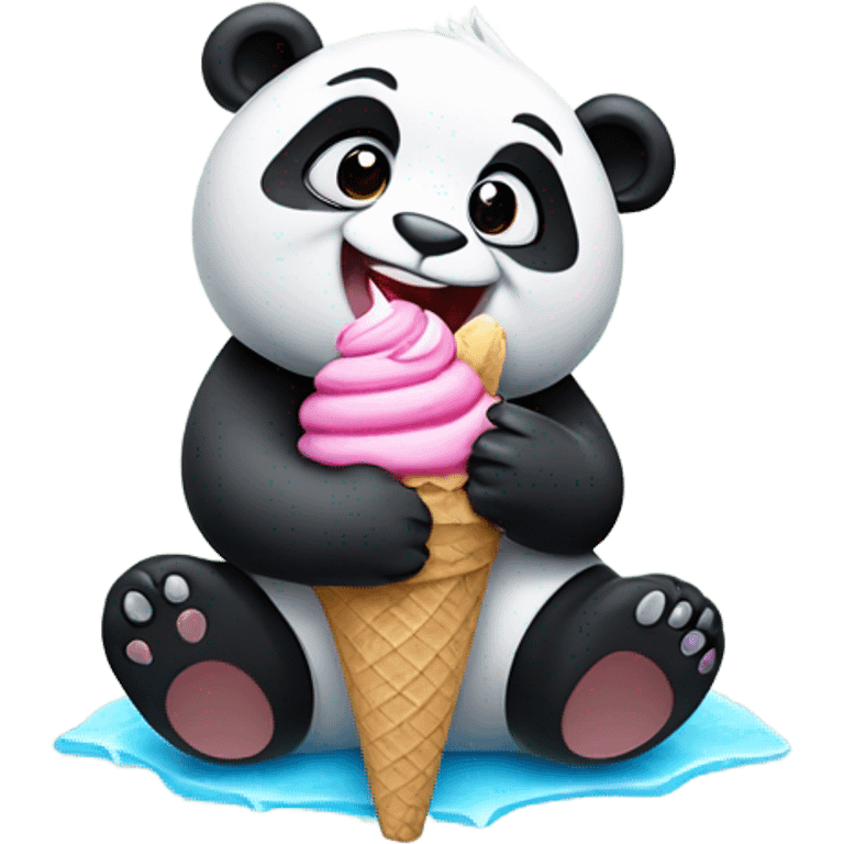 Panda eating ice cream emoji