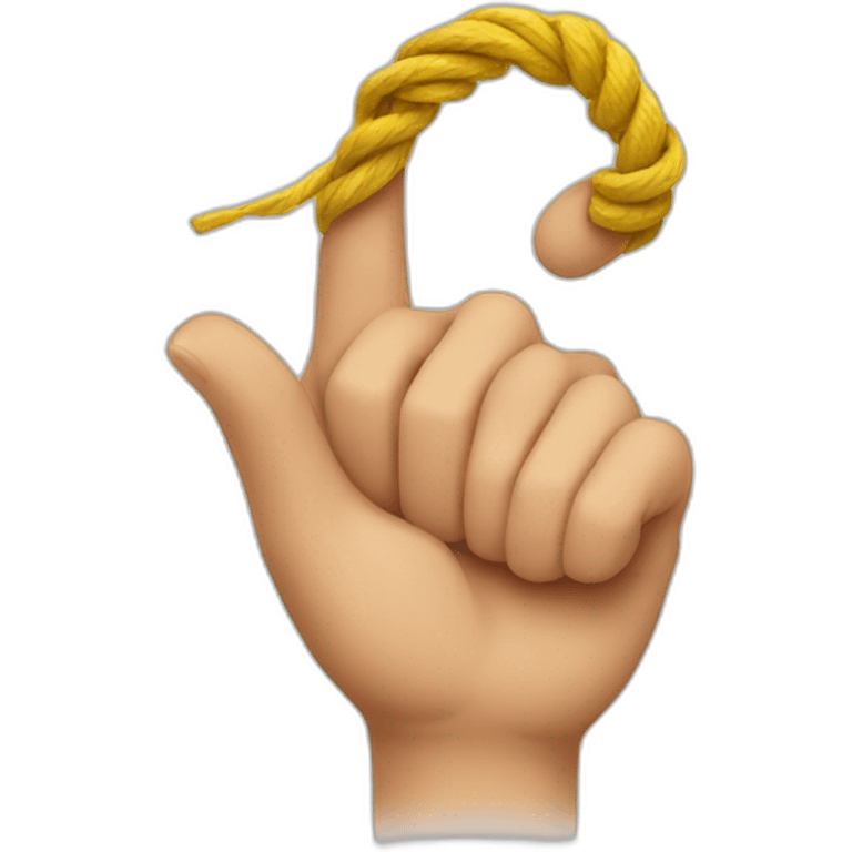 finger with a string tied around it in a bow emoji