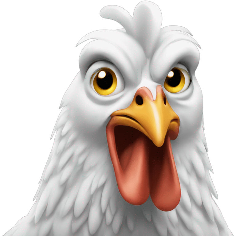 Chicken looking scared emoji