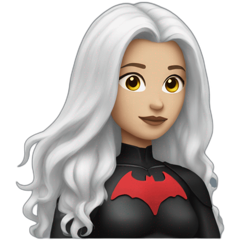 Batwoman white skin dark long hair emoji