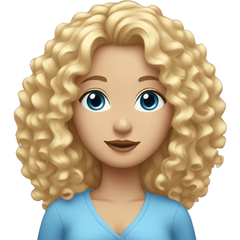 Cute woman with curly blonde hair and blue eyes emoji