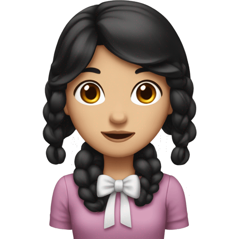 Girl with black hair and a bow on her head emoji