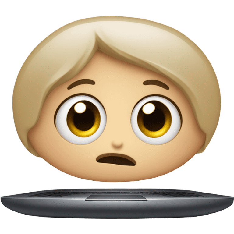 laptop with embarrassed face emoji