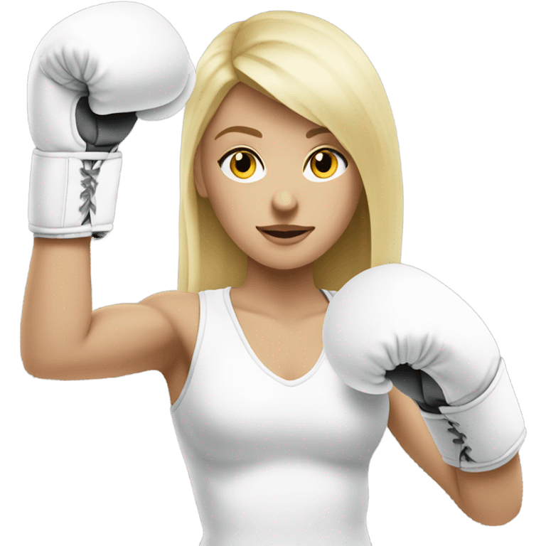 Boxing blonde girl with white gloves emoji