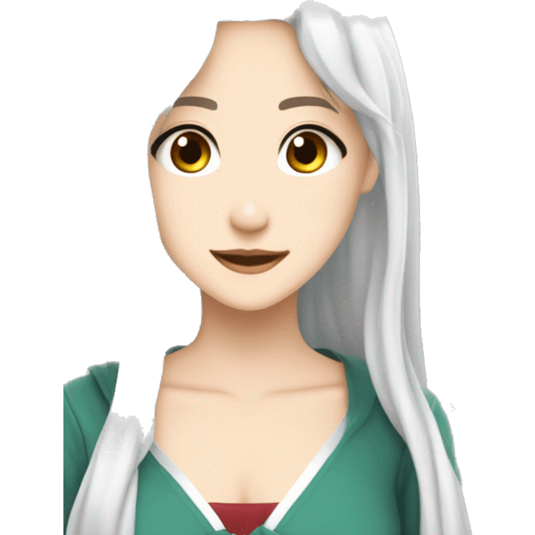 karakter anime perempuan berambut putih di kuncir dua elf emoji